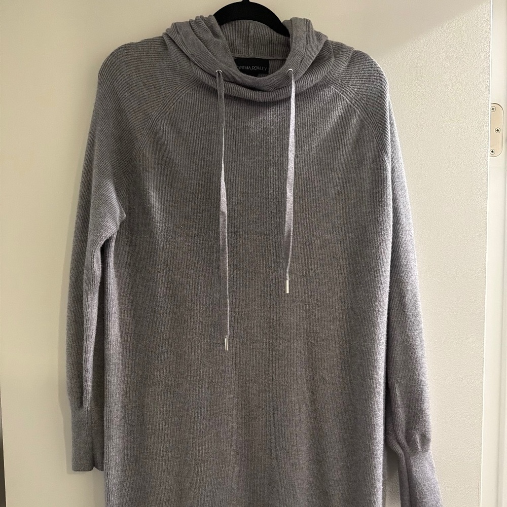 Grey Hooded Sweater Dress